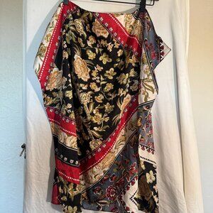 Oversized Satin Patterned Scarf